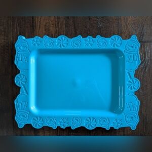 Plastic Teal Winter Snowman Themed Trays Lot Of 6